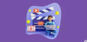 animated image of a video editor working on his editing software