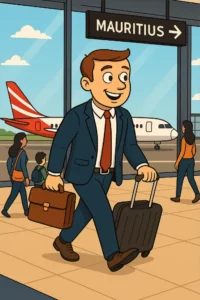 company director flying to Mauritius to outsource content creation